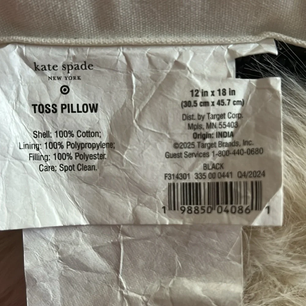 Kate Spade x Target Beaded Lumbar Throw Pillow Black/White Take it Easy NWT